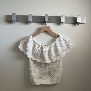 Topshop Ivory Crochet Off-Shoulder Blouse